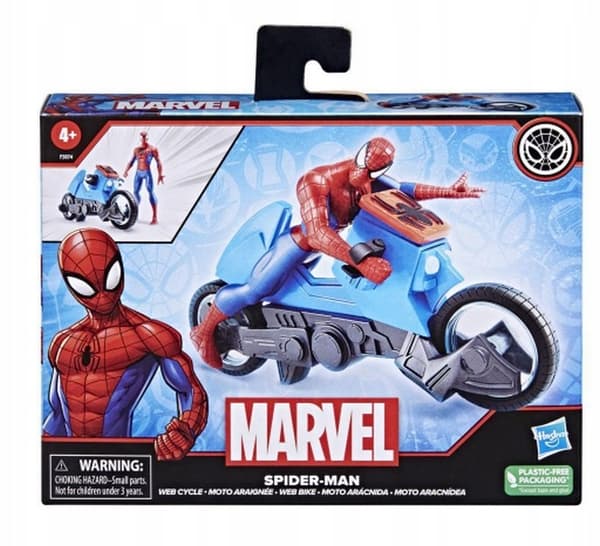 HASBRO MARVEL SPIDER-MAN SPIDER-MAN FIGURE WITH WEB CYCLE MOTORCYCLE F5074