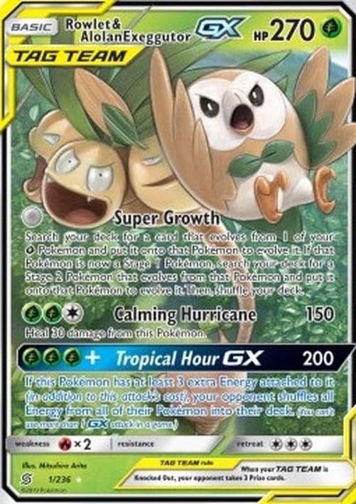 Pokemon Rowlet & Alolan Exeggutor GX