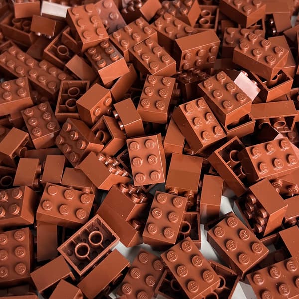 LEGO 2x3 brown bricks, 100 pieces, 3002 REDDISH BROWN brick