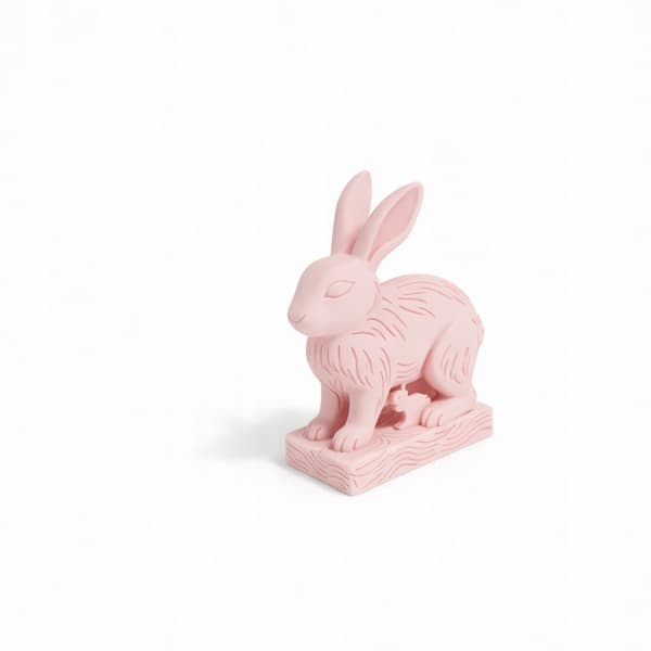 DECORATIVE FIGURINE: A RABBIT WITH A LITTLE RABBIT ON A BASE – MANY COLOURS