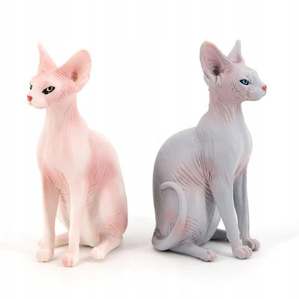 Sturdy plastic action figures: Sphynx Cat, Hairless Cat, Miniature, right-facing