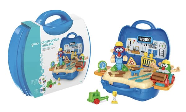 Construction Site SET with ACCESSORIES in a CHEST – 39 Pieces, CASE + MASCOT