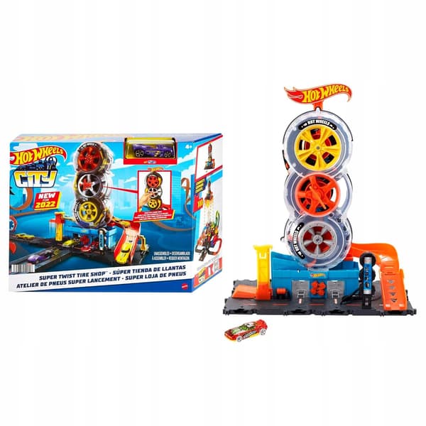 Hot Wheels Tyre Workshop Set with Vehicle for Children Aged 4–8