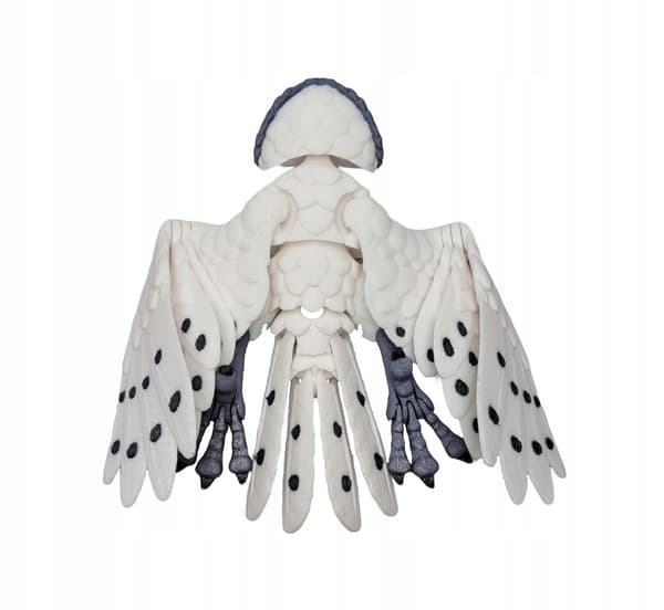 Movable Barn Owl Figurine, Articulated, 3D-Printed, Colourful, White Model