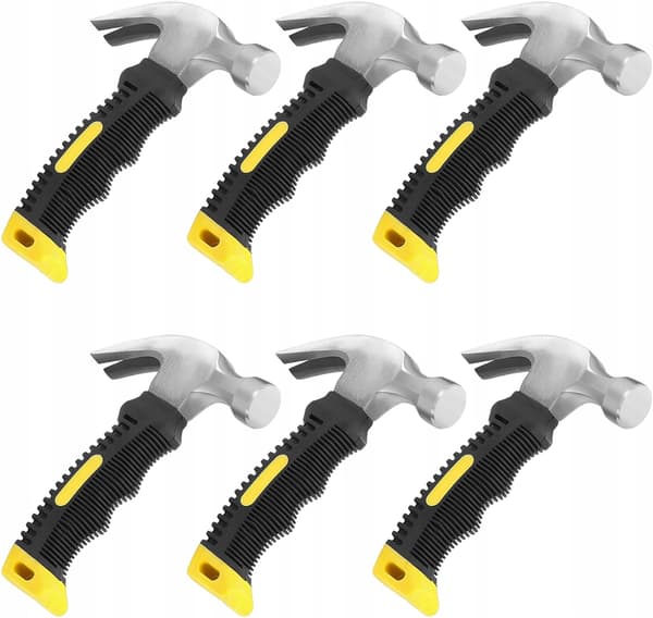 6 CLAW HAMMERS WITH NON-SLIP HANDLES FOR WOODWORKING