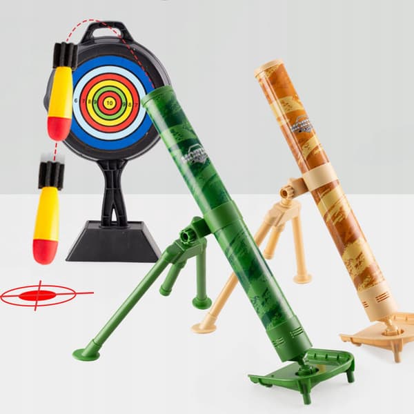 Mortar Launcher Toy Set with 3 protective foam shells, loading bucket and green rocket