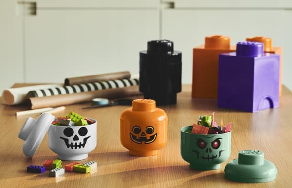 Lego mini pumpkin head container NHG