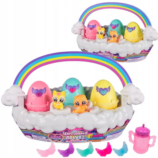 HATCHIMALS FIGURINES – SPRING SET: SPRING BASKET WITH EGGS AND RAINBOW FIGURINES