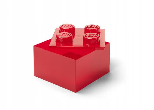 LEGO STORAGE BOX FOR BRICKS, 4-PIECE SET, TRANSPARENT RED, 25 cm, 40090804