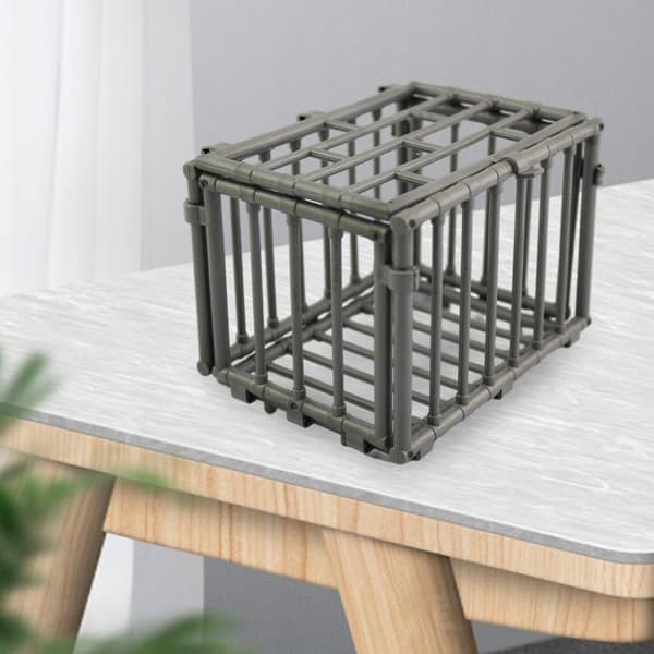 Handmade Cage Model Toy Clip-on – 1 piece, 1:6 scale, creative silver model