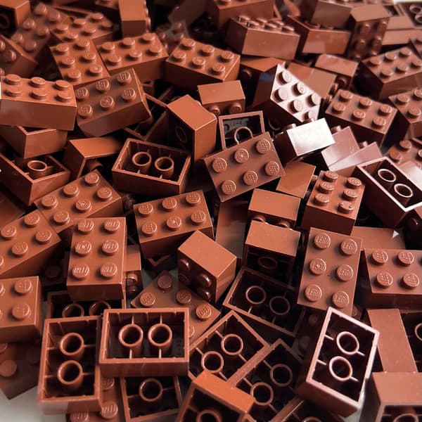 LEGO 2x3 brown bricks, 100 pieces, 3002 REDDISH BROWN brick