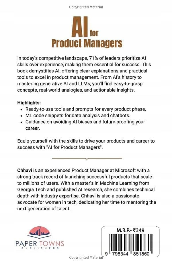 Sharma, Chhavi *AI for Product Managers: A Practical Handbook for Mastering ML*