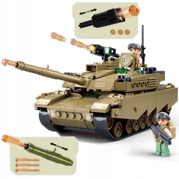 M1A2 ABRAMS TANK BUILDING SET – US ARMY WAR 3 FIGURES + LEGO WEAPONS