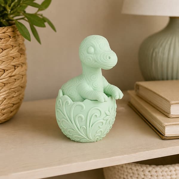 SMALL DINOSAUR FIGURINE IN A DECORATIVE EGG – DECORATION IN MANY COLOURS