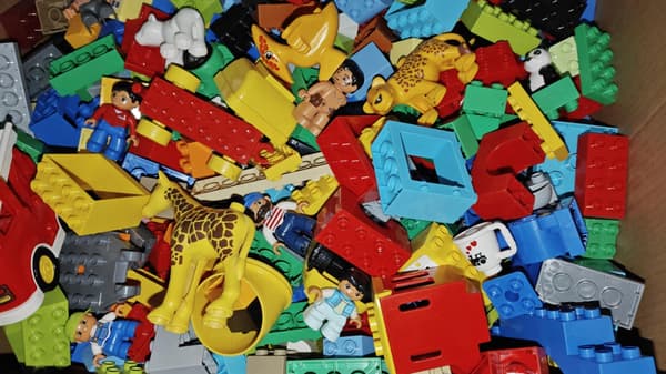 LEGO DUPLO BRICKS: 1 KG OF RANDOMLY SELECTED BRICKS + 2 MINIFIGURES