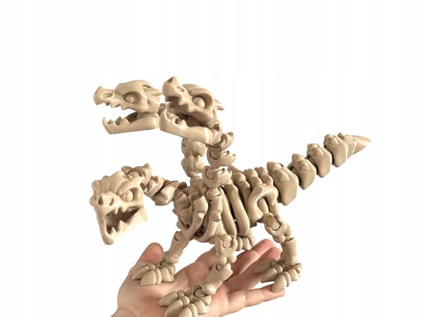 Hydra 3D – dragon skeleton, a fully articulated figure with three heads