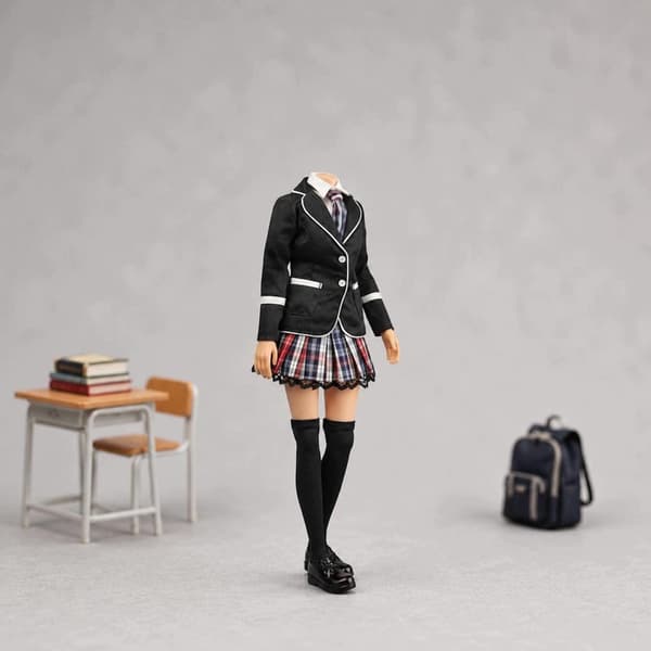 1/6 Girls’ school uniform Fitted checked school uniform White