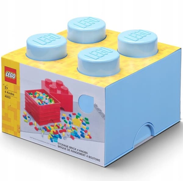 LEGO BRICK STORAGE CONTAINER, 4-COMPARTMENT, 2x2 BRICK, 25 CM, BLUE SORTING BOX