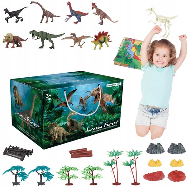 Realistic-looking miniature dinosaur figurines, set, plastic