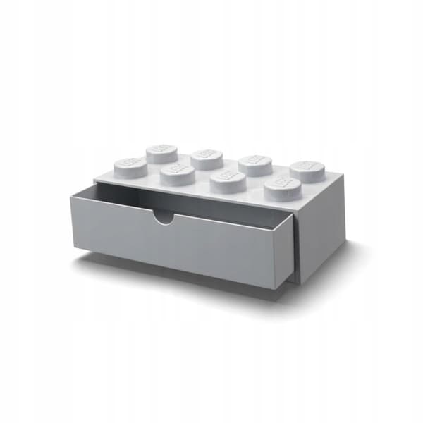 LEGO BRICK STORAGE BOX WITH DRAWER, FIGURE-8 SHAPE, LIGHT GREY