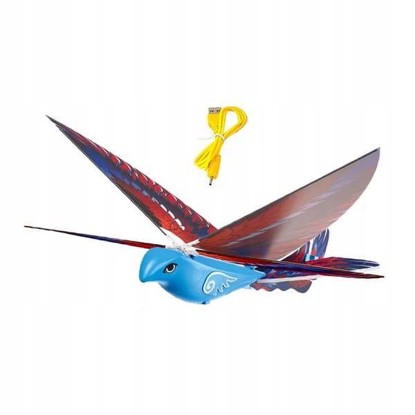 Electric bird toy Unique home décor Early learning Realistic flapping blue