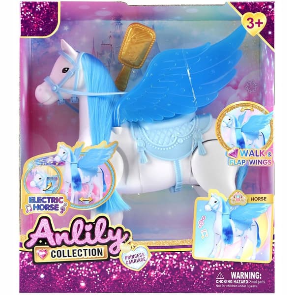 Interactive blue rocking horse with sound effects