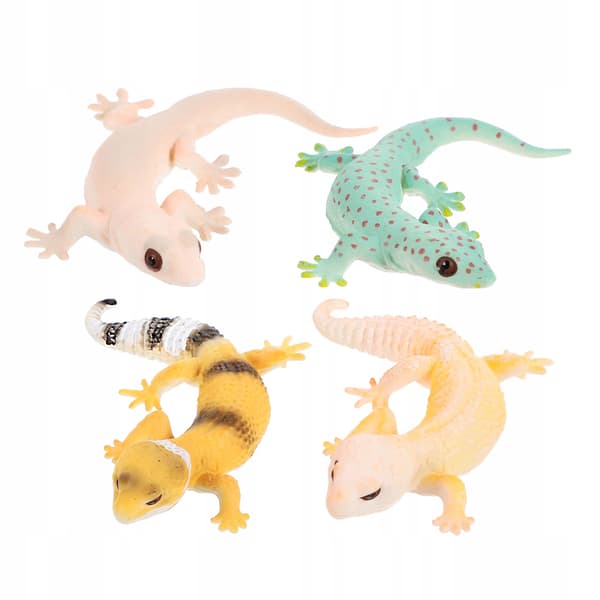 4 REALISTIC PLASTIC GECKO FIGURINES FOR LEARNING AND PLAY