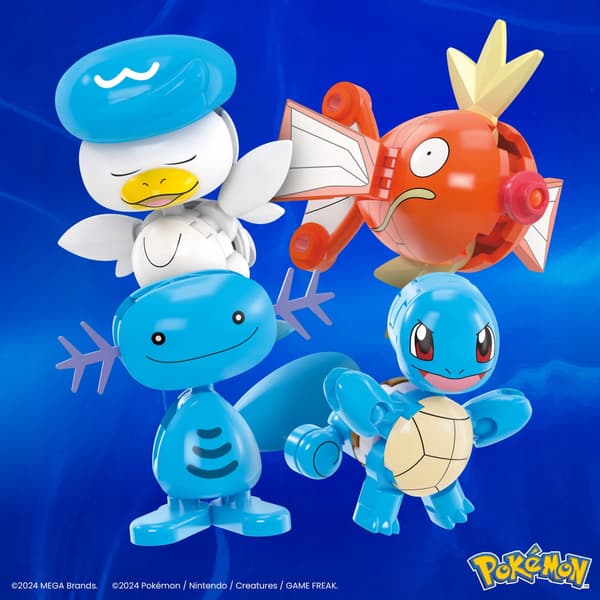 MEGA Pokémon Building Block Set: Action Figure – Water-Type Trainers Team, 79 pieces