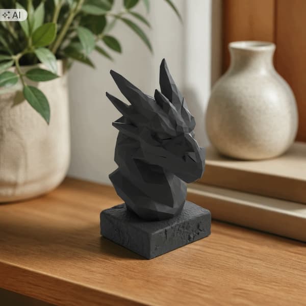 LOW-POLY DRAGON FIGURINE – DECORATIVE BUST ON A BASE – MANY COLOURS AVAILABLE