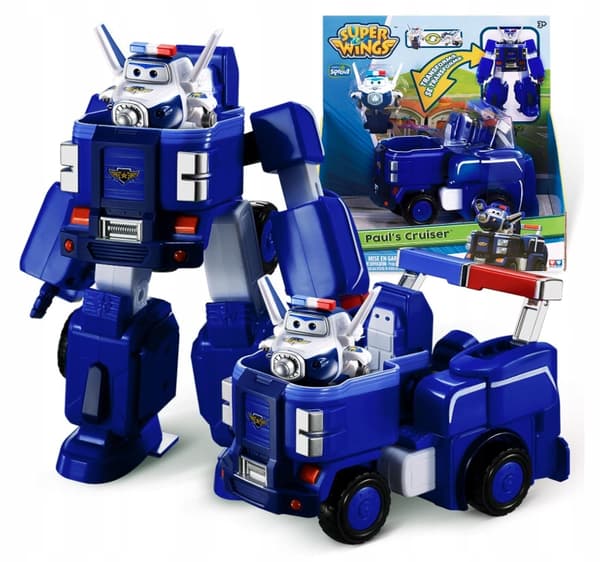 SUPER WINGS PAUL'S CRUISER TRANSFORMABLE ROBOT CAR + PAUL FIGURINE