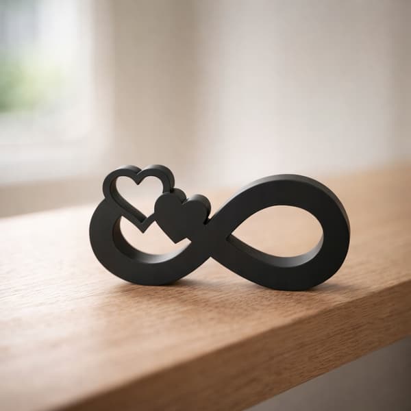 DECORATIVE INFINITY FIGURINE WITH TWO HEARTS – MANY COLOURS