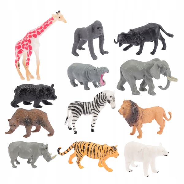 12 DECORATIVE MINIATURE FOREST AND TROPICAL ANIMALS