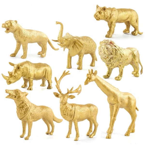Zoo Animal Figures Simulation Model Figurines: Deer, Lion, Giraffe (8-piece set)