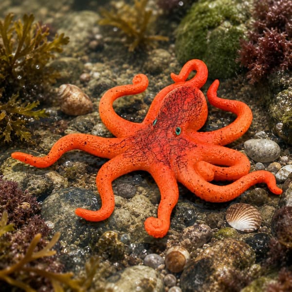 Rubber Octopus Figurine – Stretchy, Realistic, Sea Creature, 12 cm