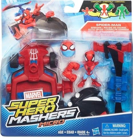 MASHERS MICRO SPIDER-MAN FIGURE + VEHICLE + MARVEL VEHICLE