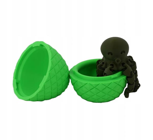 Sani figurine, Egg with Mini Octopus 67 x 85 mm, Green, Dark Green