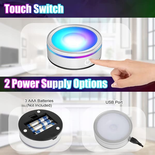 LED BASE SET OF 2 ROUND CONCAVE FLAT BASE PLATES – COLOURS AND LIGHTING