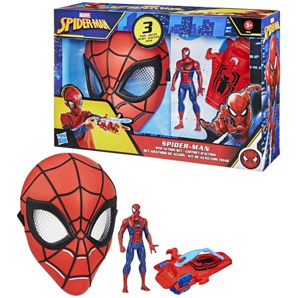 Marvel Spider-Man Web Action Set 3-in-1 Set: Mask, Launcher, Figure – Hasbro