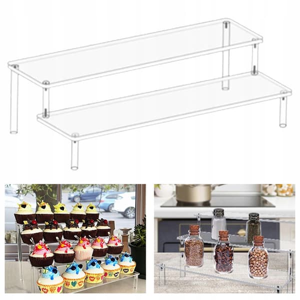 Acrylic Display Shelf – Riser Doll Clay Figurine Display – 2-Tier Wedding Tray