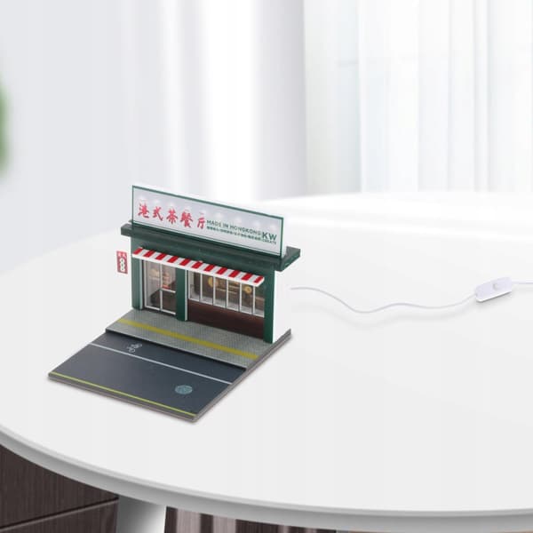 1/64 Scale Model Car Display Scene Background Setting Diorama Tea Restaurant