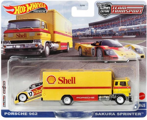 HOT WHEELS PORSCHE 962 SAKURA SPRINTER SHELL TEAM TRANSPORT #45 1:64