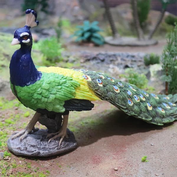 Plastic peacock figurines Miniature figurines for classrooms Green