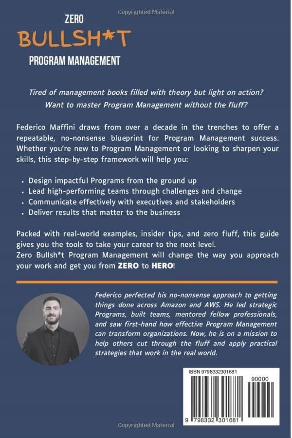 Maffini, Federico *Zero Bullsh*t Programme Management: The ZERO to HERO Programme*
