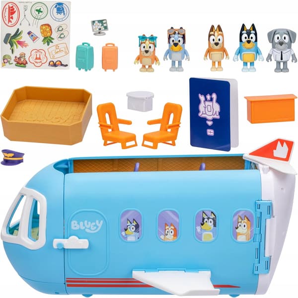 Bluey 3-in-1 Transforming Plane Playset featuring The Heelers, Plane Transforms