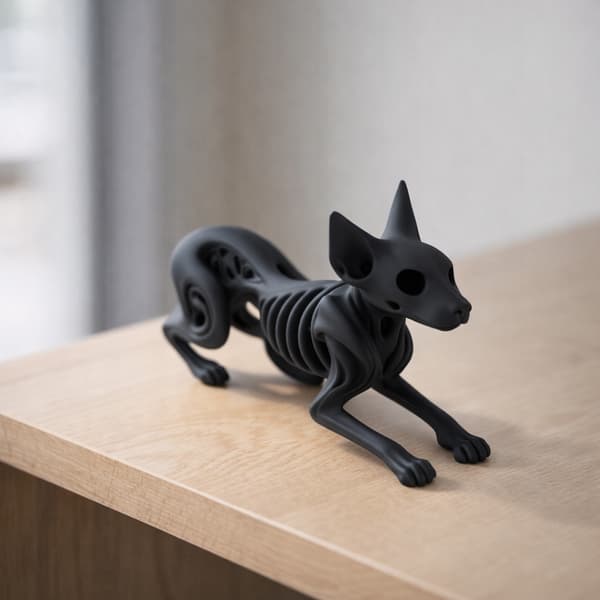 DECORATIVE SPHYNX CAT FIGURINE – OPENWORK SKELETON DESIGN, VARIOUS COLOURS
