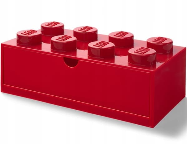 LEGO DESK STORAGE BOX WITH DRAWER – BRICK 8 BRICKS – RED BOX + BAG