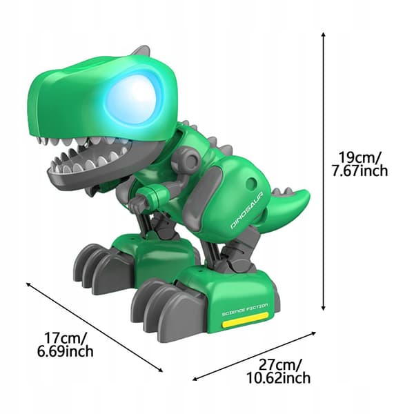 Mechanical Dinosaur Toy, Dinosaur Sounds, 3D Puzzle, Interactive RC Toy, green