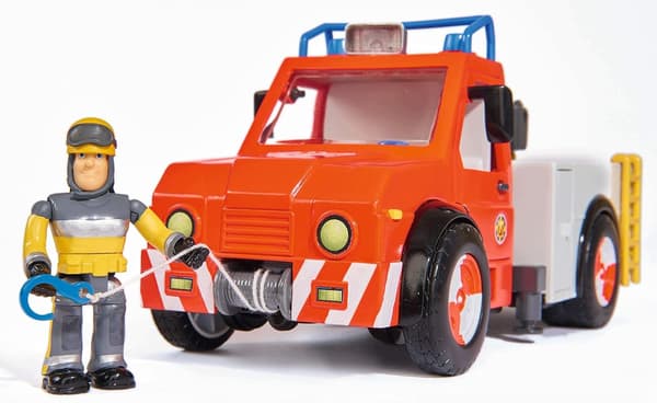 SAM PHOENIX FIRE ENGINE WITH HORSE FIGURINE, LIGHT-UP CRANE, 23 CM
