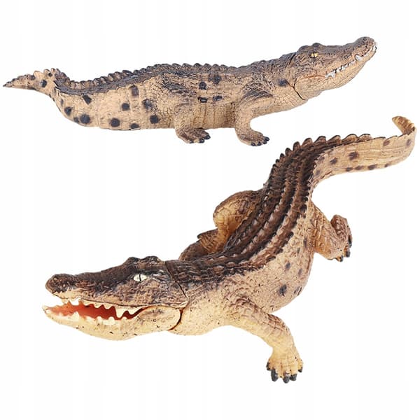 2 PLASTIC CROCODILE FIGURINES, DECORATIVE MODEL