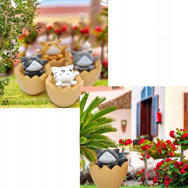 4 REALISTIC CAT FIGURINES, MINI PVC DECORATIONS